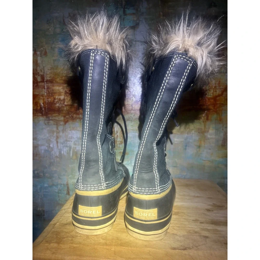 Sorel Joan of Arctic Black Suede Faux Fur Waterproof Winter Boots NL1540-010 7.5